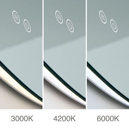 Espejo de baño de pared calefactado con iluminación LED FOCUS LED/30W/230V 3000/4200/6000K Ø 100 cm IP44