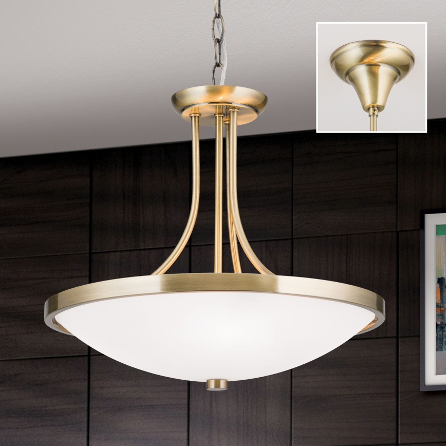 Lámpara colgante con cadena AIDA 3xE27/60W/230V diá. 39,5 cm latón