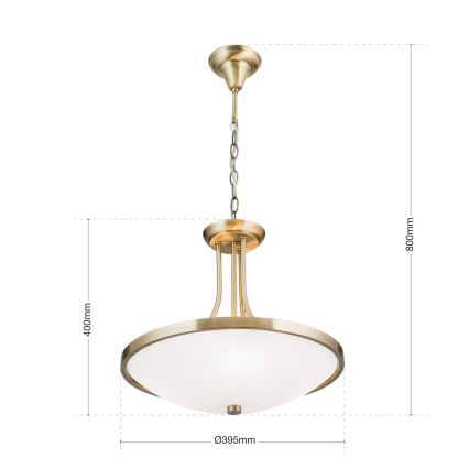 Lámpara colgante con cadena AIDA 3xE27/60W/230V diá. 39,5 cm latón