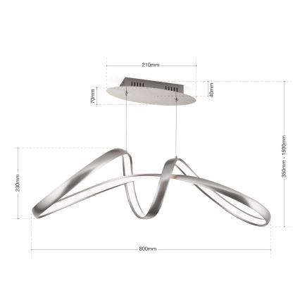 Lámpara de araña LED regulable CIRCUS LED/36W/230V plata