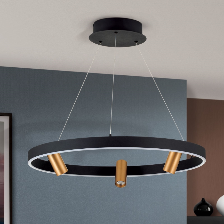 Lámpara colgante LED regulable en cable BERLIN LED/50W/230V negro/dorado
