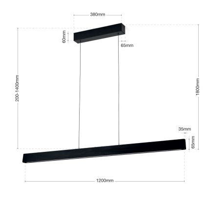 Lámpara de araña LED regulable TARA LED/44W/230V 2700/3800/4500/5700K negro