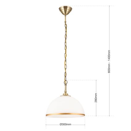 Lámpara colgante con cadena OLD LAMP 1xE27/40W/230V diá. 30 cm blanco/latón