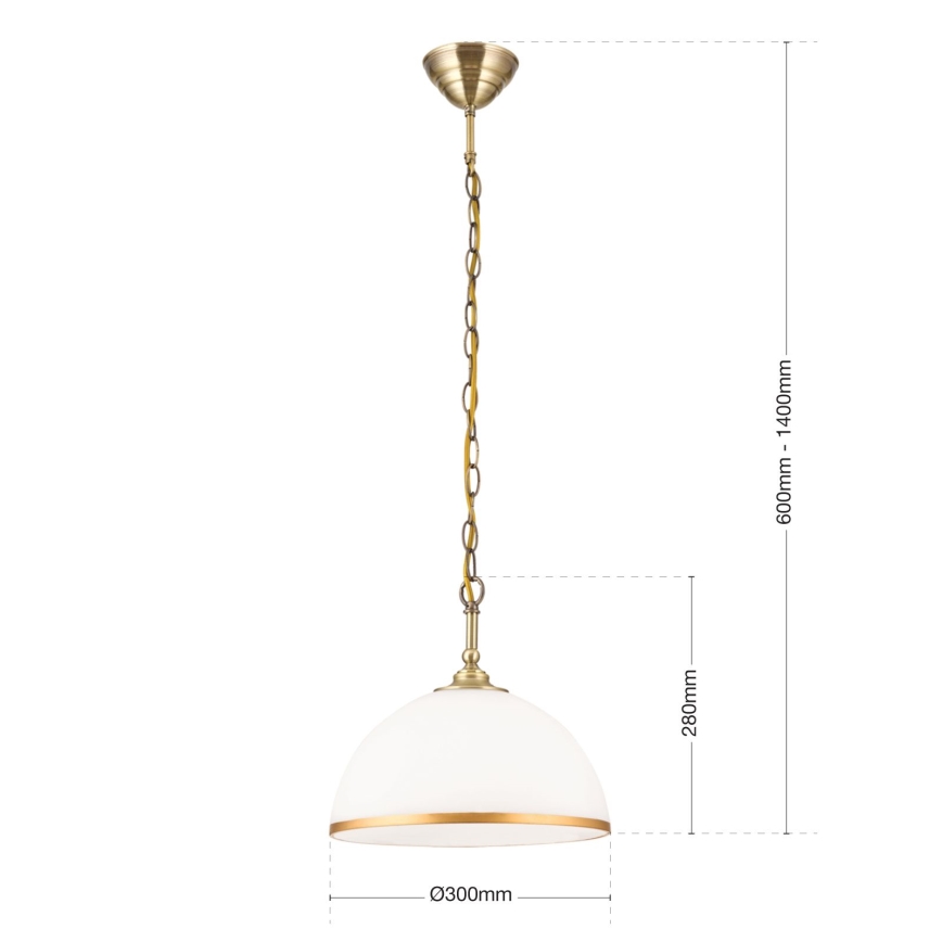 Lámpara colgante con cadena OLD LAMP 1xE27/40W/230V diá. 30 cm blanco/latón