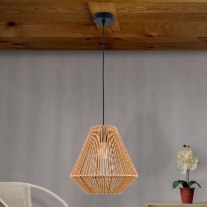 Lámpara colgante JUNGLE 1xE27/40W/230V diá. 31 cm Cáñamo