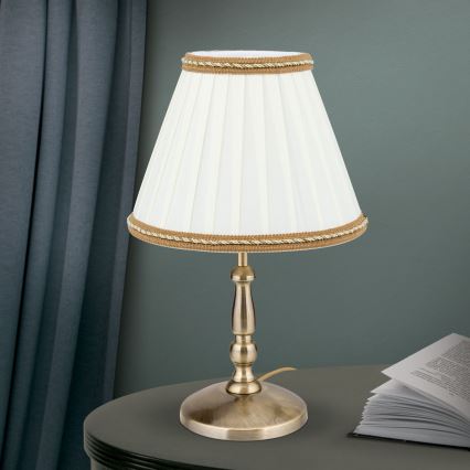 Lámpara de mesa TONIA 1xE27/60W/230V diá. 25 cm blanco/bronce