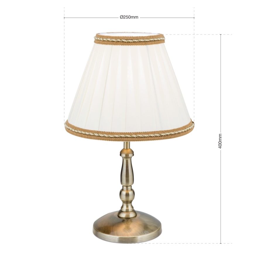 Lámpara de mesa TONIA 1xE27/60W/230V diá. 25 cm blanco/bronce