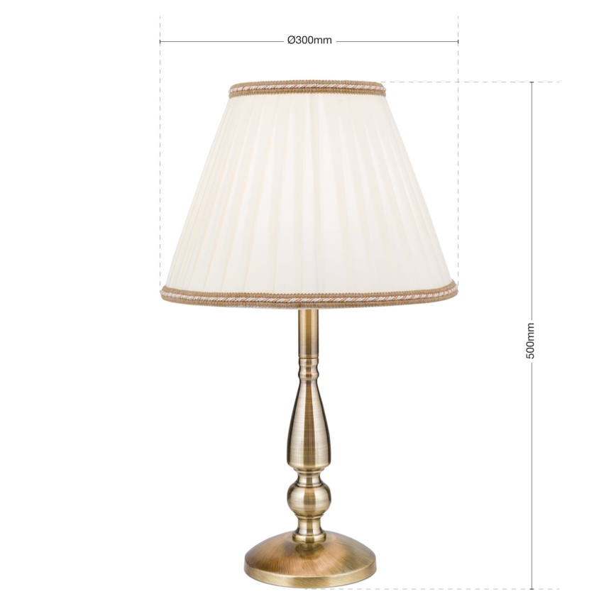 Lámpara de mesa TONIA 1xE27/60W/230V diá. 30 cm blanco/bronce