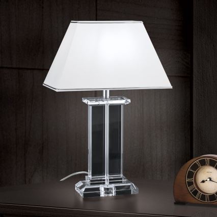 Lámpara de mesa de cristal VERONIQUE 1xE27/60W/230V blanco/transparente