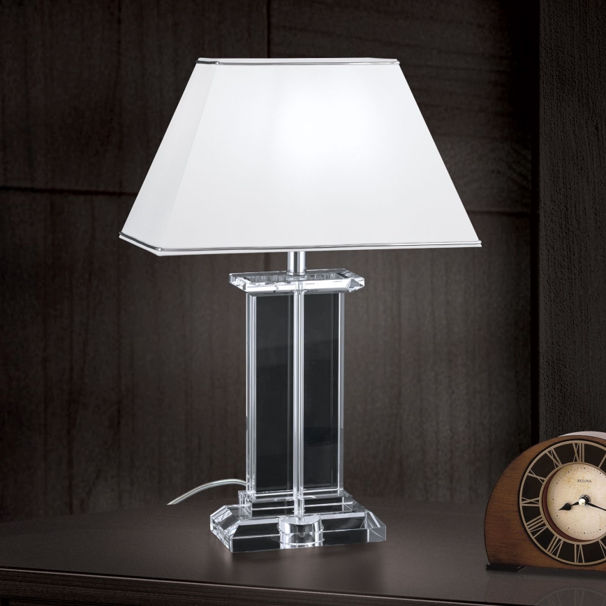 Lámpara de mesa de cristal VERONIQUE 1xE27/60W/230V blanco/transparente