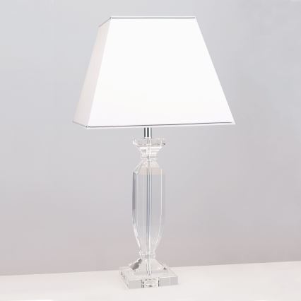Lámpara de mesa de cristal POKAL 1xE27/60W/230V blanco/transparente