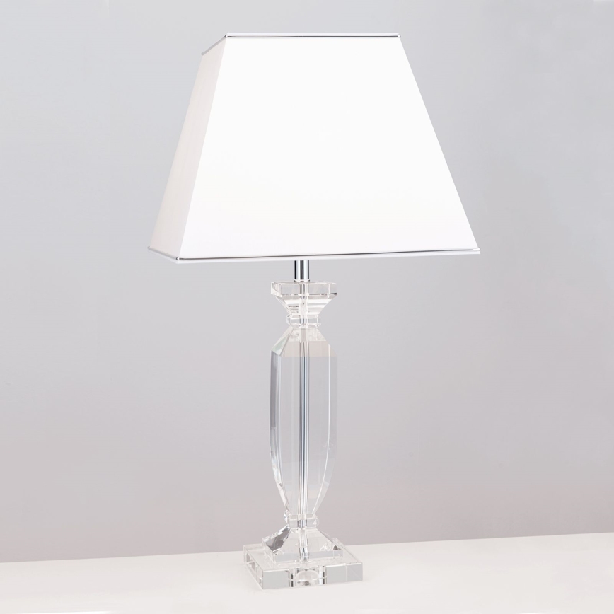 Lámpara de mesa de cristal POKAL 1xE27/60W/230V blanco/transparente