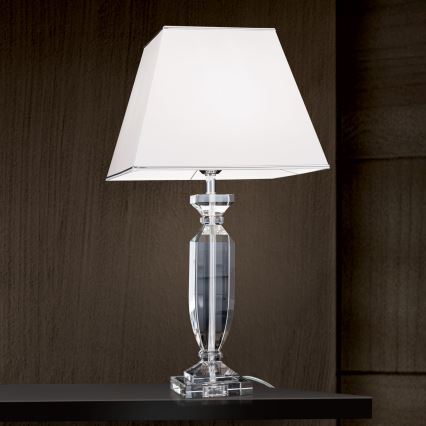 Lámpara de mesa de cristal POKAL 1xE27/60W/230V blanco/transparente