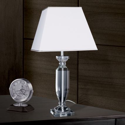 Lámpara de mesa de cristal POKAL 1xE27/60W/230V blanco/transparente