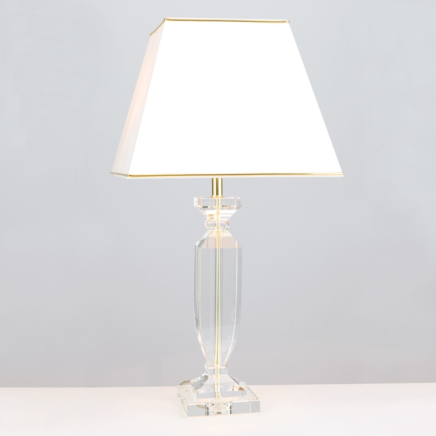 Lámpara de mesa de cristal POKAL 1xE27/60W/230V color crema/transparente