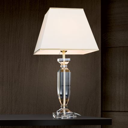 Lámpara de mesa de cristal POKAL 1xE27/60W/230V color crema/transparente