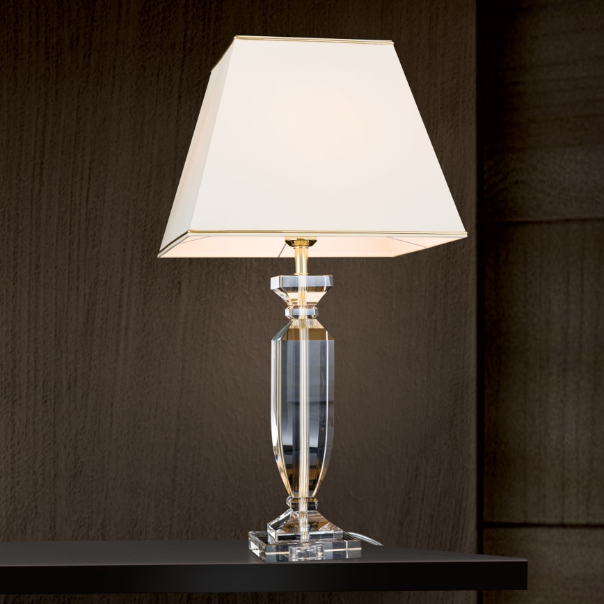 Lámpara de mesa de cristal POKAL 1xE27/60W/230V color crema/transparente