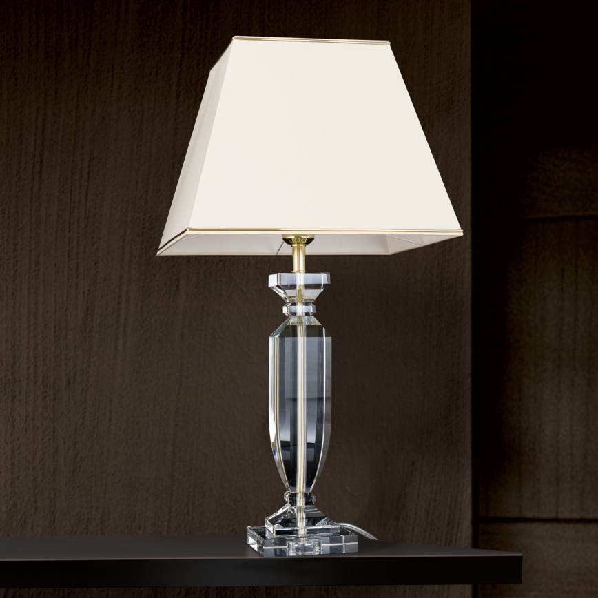 Lámpara de mesa de cristal POKAL 1xE27/60W/230V color crema/transparente