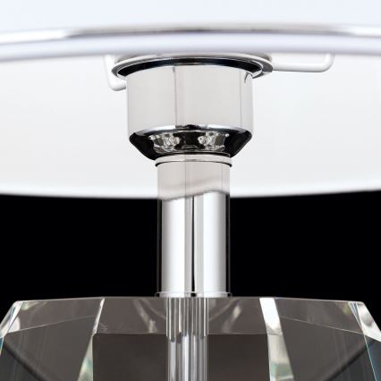 Lámpara de mesa de cristal ALEXIS 1xE27/60W/230V blanco/cromo brillante/transparente