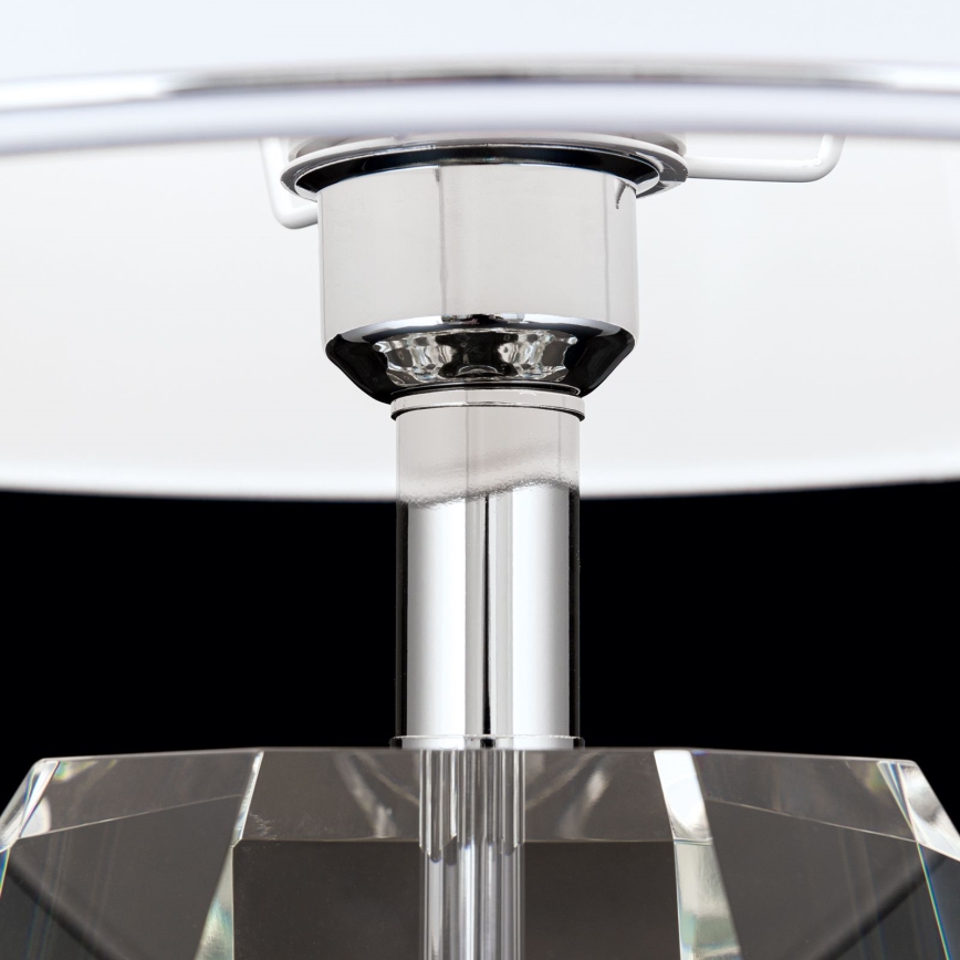 Lámpara de mesa de cristal ALEXIS 1xE27/60W/230V blanco/cromo brillante/transparente