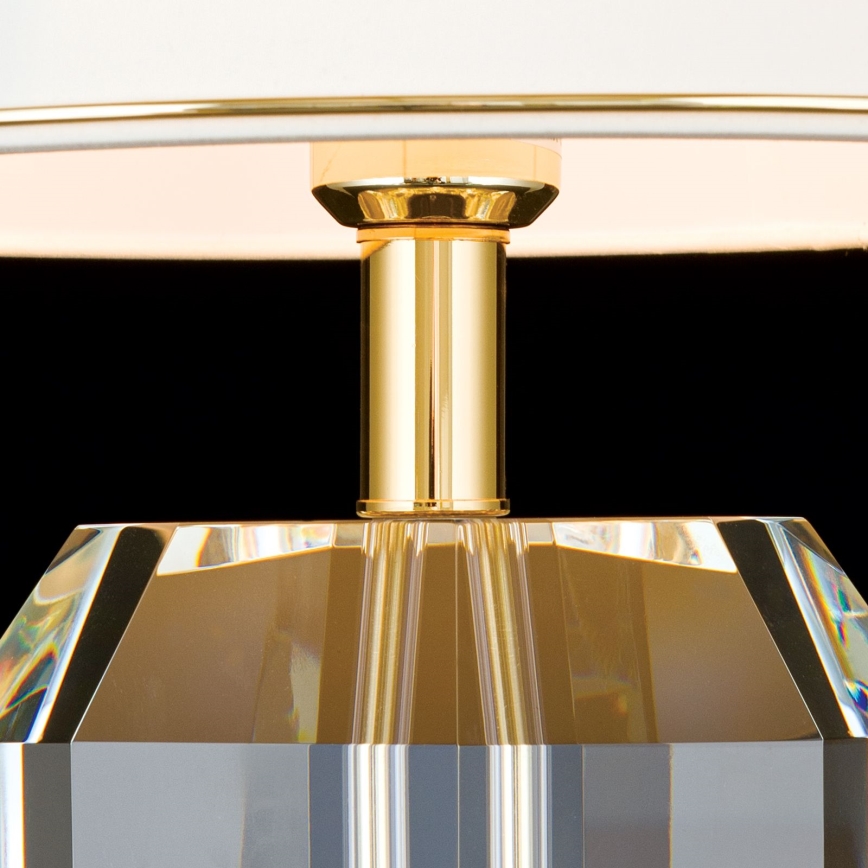 Lámpara de mesa de cristal ALEXIS 1xE27/60W/230V color crema/dorado/transparente