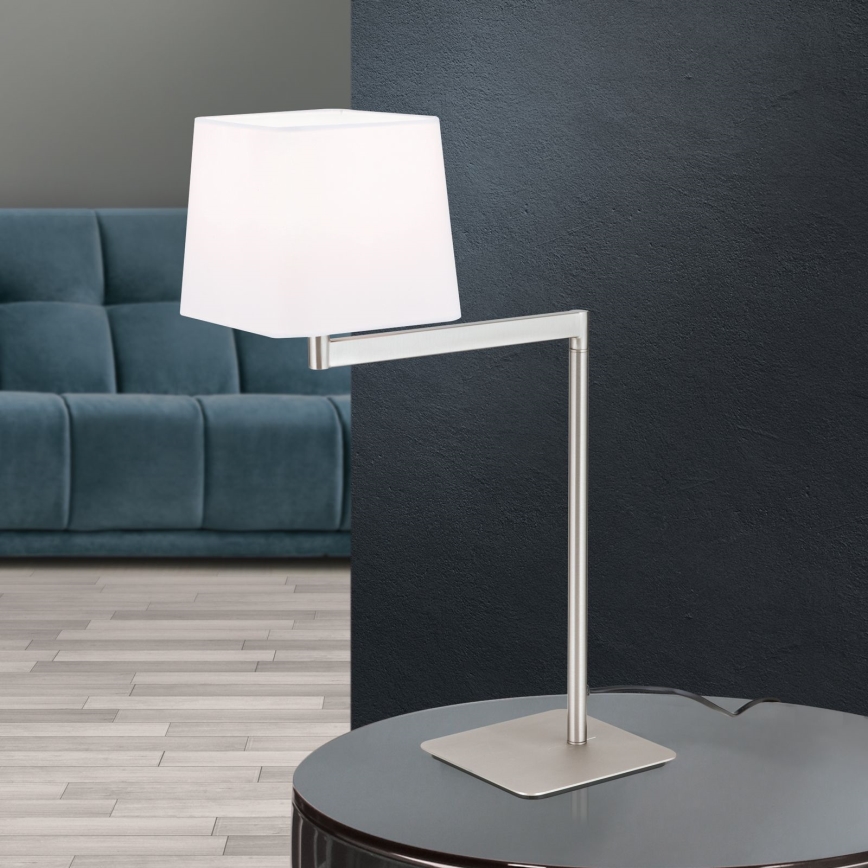 Lámpara de mesa CARLTON 1xE27/40W/230V blanco/cromo mate