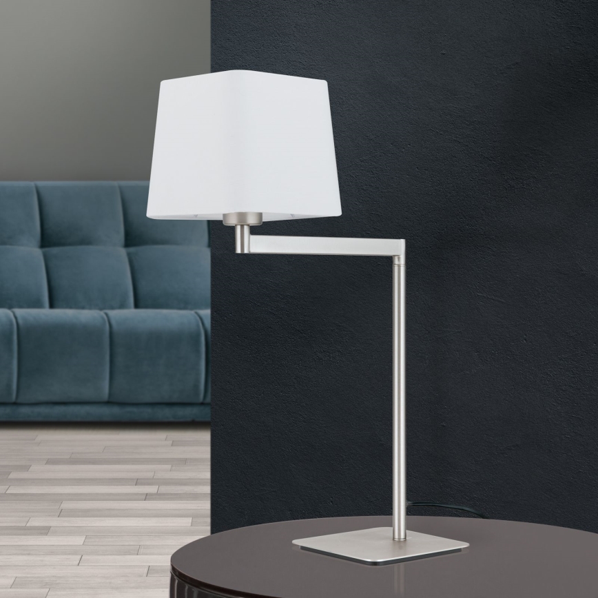 Lámpara de mesa CARLTON 1xE27/40W/230V blanco/cromo mate