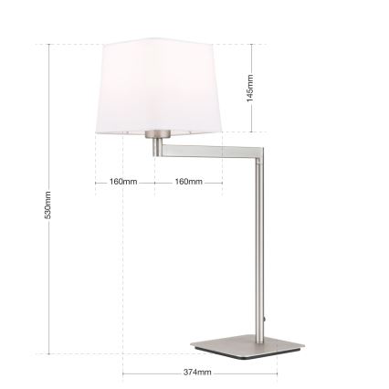 Lámpara de mesa CARLTON 1xE27/40W/230V blanco/cromo mate