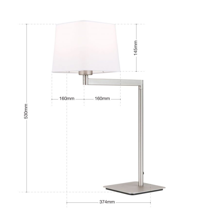 Lámpara de mesa CARLTON 1xE27/40W/230V blanco/cromo mate