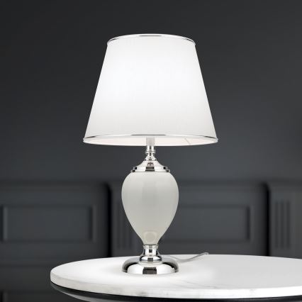 Lámpara de mesa OVUM 1xE27/40W/230V 48 cm cerámica blanco/cromo brillante