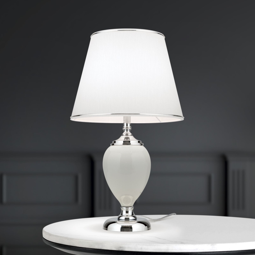 Lámpara de mesa OVUM 1xE27/40W/230V 48 cm cerámica blanco/cromo brillante