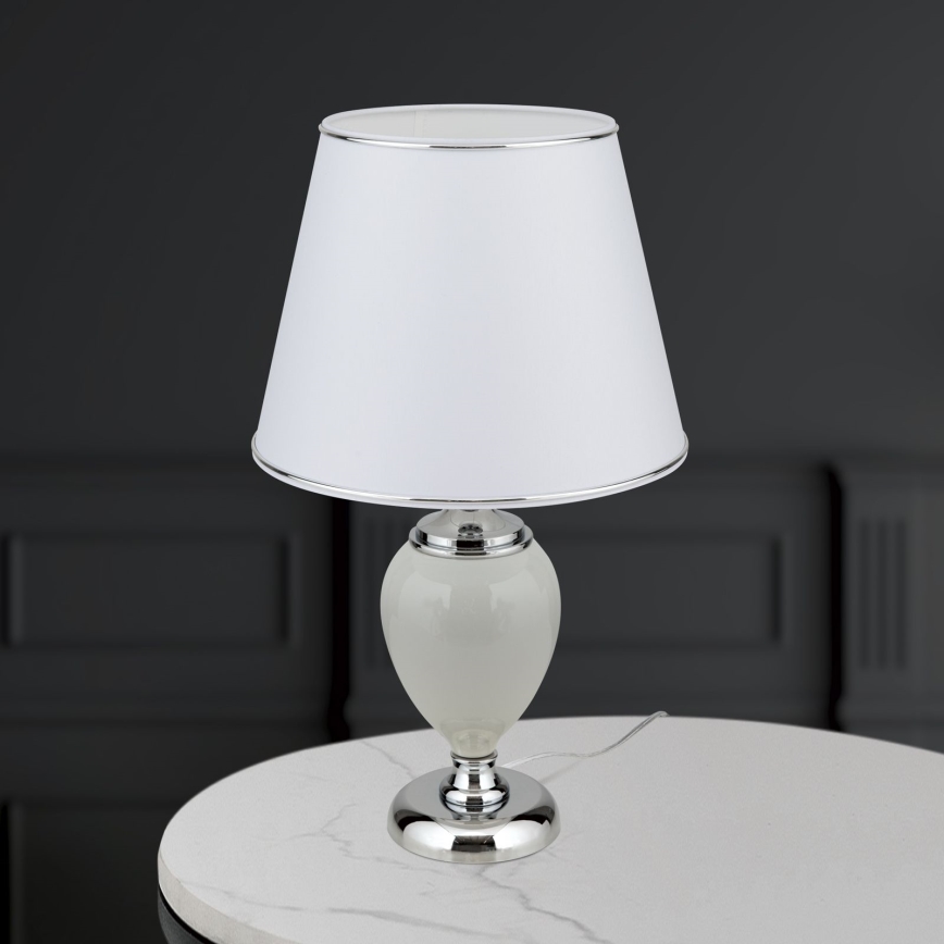 Lámpara de mesa OVUM 1xE27/40W/230V 48 cm cerámica blanco/cromo brillante
