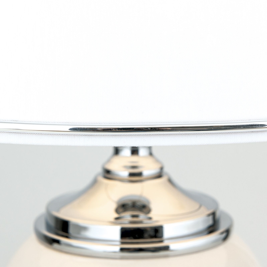Lámpara de mesa OVUM 1xE27/40W/230V 48 cm cerámica blanco/cromo brillante
