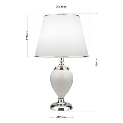 Lámpara de mesa OVUM 1xE27/40W/230V 48 cm cerámica blanco/cromo brillante