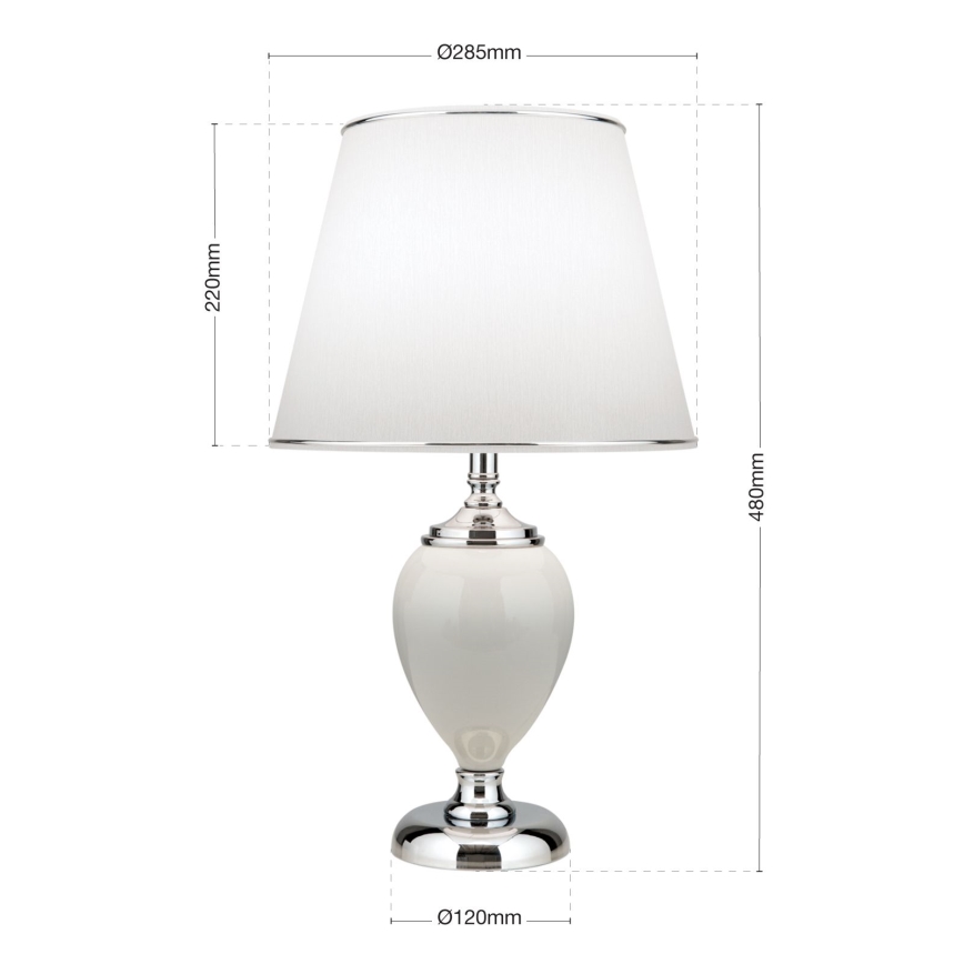 Lámpara de mesa OVUM 1xE27/40W/230V 48 cm cerámica blanco/cromo brillante