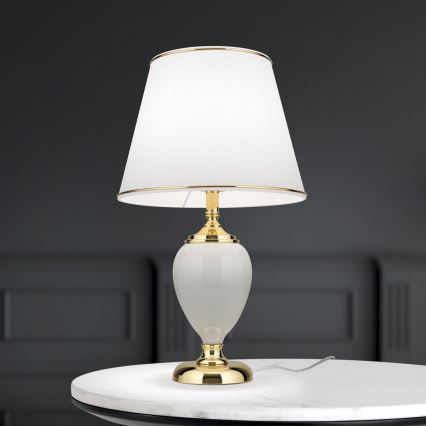 Lámpara de mesa OVUM 1xE27/40W/230V 48 cm cerámica blanco/dorado
