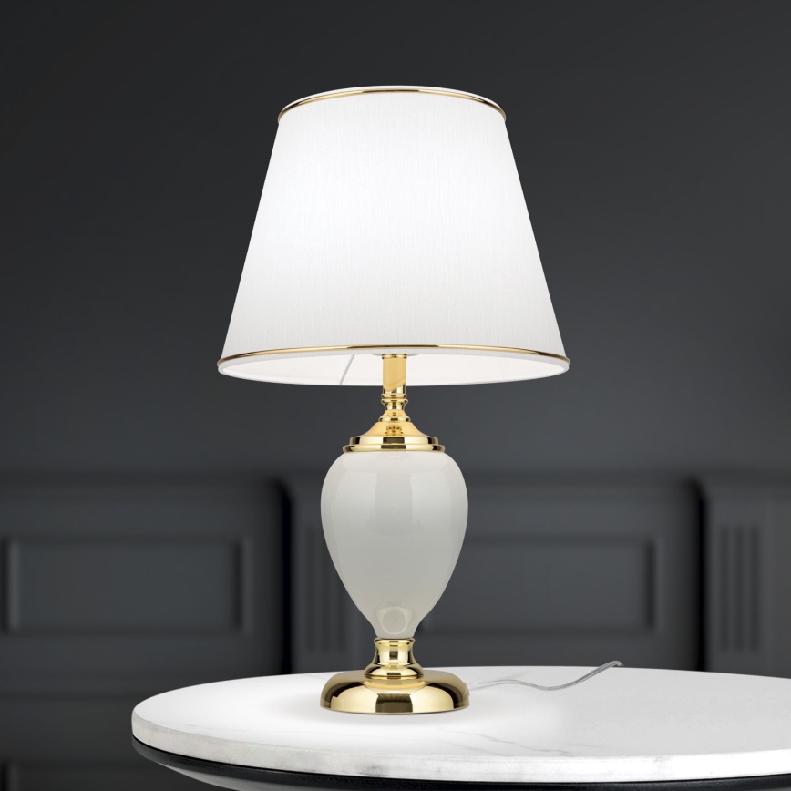 Lámpara de mesa OVUM 1xE27/40W/230V 48 cm cerámica blanco/dorado