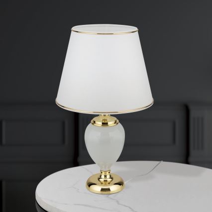 Lámpara de mesa OVUM 1xE27/40W/230V 48 cm cerámica blanco/dorado