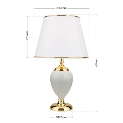 Lámpara de mesa OVUM 1xE27/40W/230V 48 cm cerámica blanco/dorado