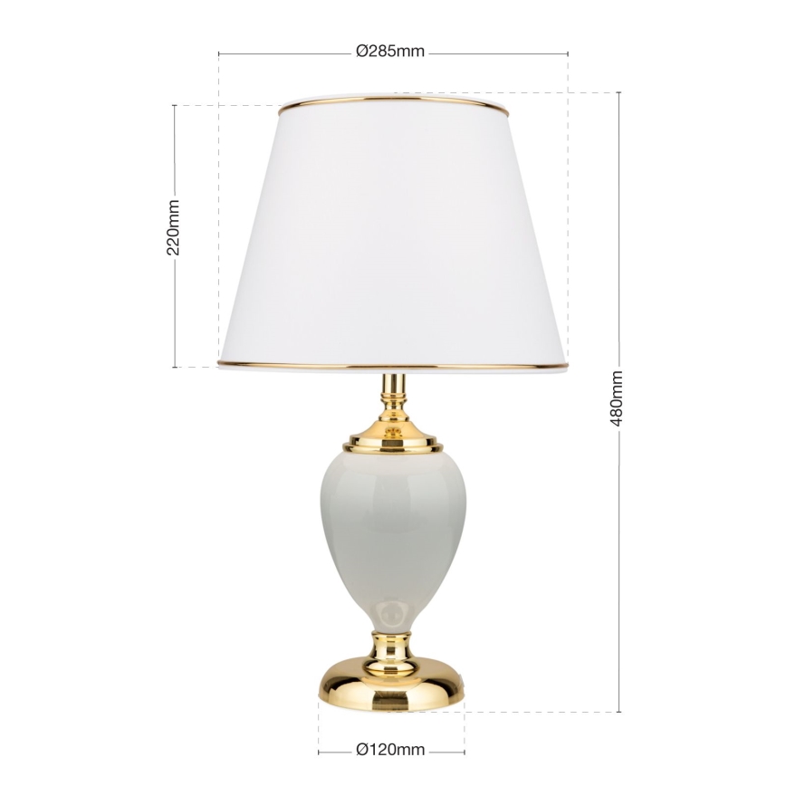 Lámpara de mesa OVUM 1xE27/40W/230V 48 cm cerámica blanco/dorado
