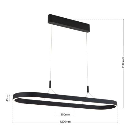 Lámpara colgante LED CARRARA con cable LED/80W/230V 2700/3000/4000K negra