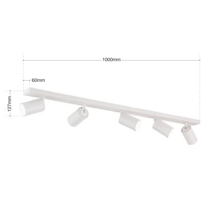 Lámpara de focos orientables SEAN 5xGU10/13W/230V blanca