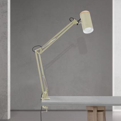 Lámpara de mesa con pinza GILI 1xE27/40W/230V verde
