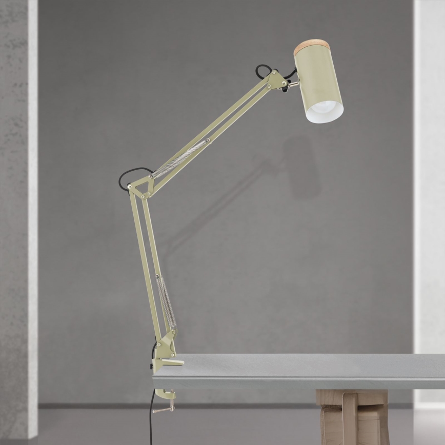 Lámpara de mesa con pinza GILI 1xE27/40W/230V verde