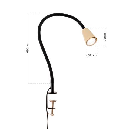 Lámpara de escritorio flexible con pinza DOTTY 1xGU10/10W/230V beige/negro