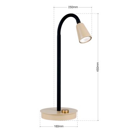 Lámpara de sobremesa flexible y regulable DOTTY 1xGU10/10W/230V beige/negro