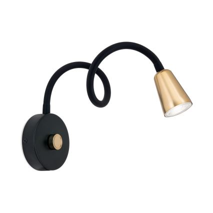 Aplique de pared flexible y regulable DOTTY 1xGU10/10W/230V negro/latón