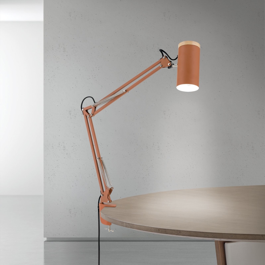 Lámpara de mesa con pinza GILI 1xE27/40W/230V color ladrillo