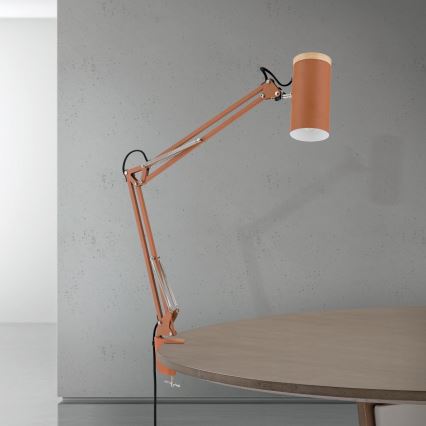 Lámpara de mesa con pinza GILI 1xE27/40W/230V color ladrillo