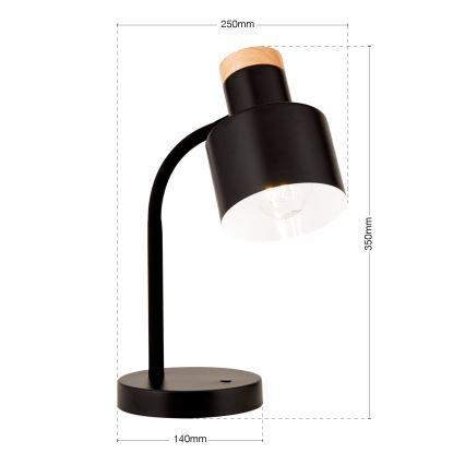 Lámpara de mesa GILI 1xE27/40W/230V negra